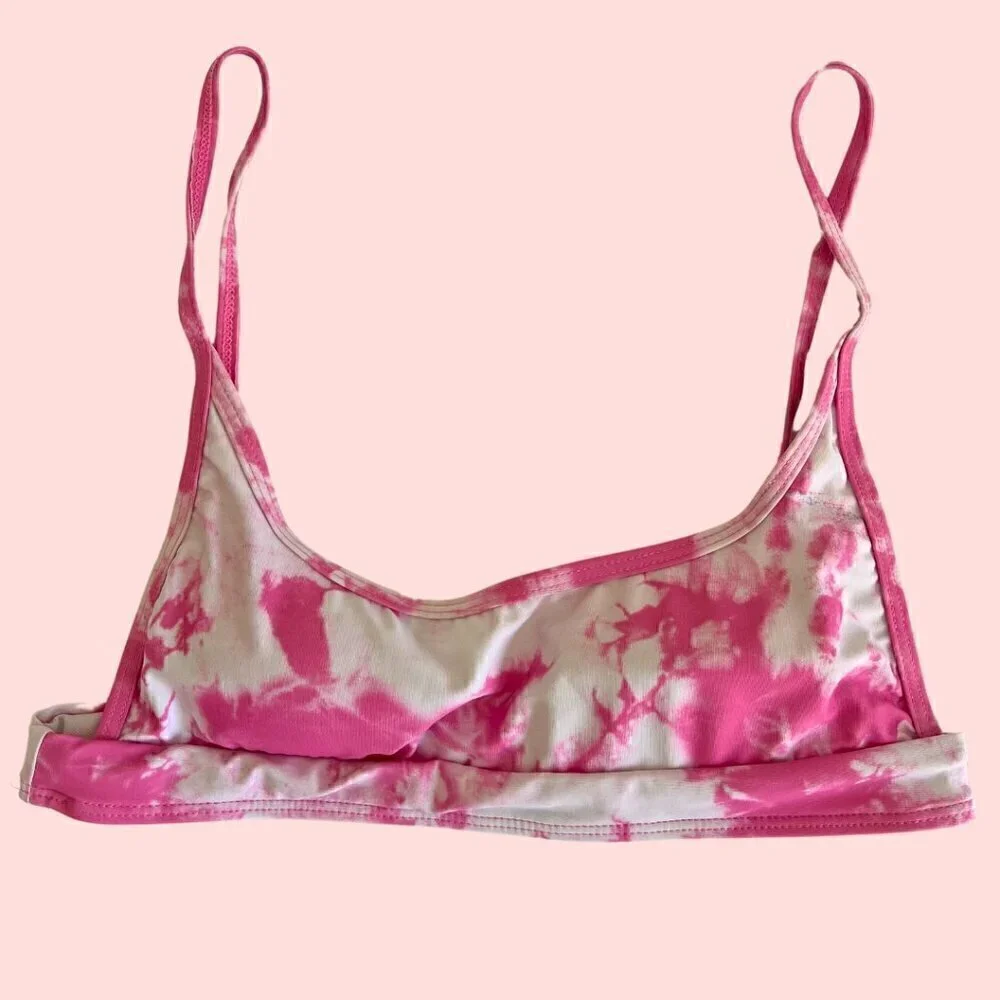 Pink & White Tie Dye Bikini Swimsuit
